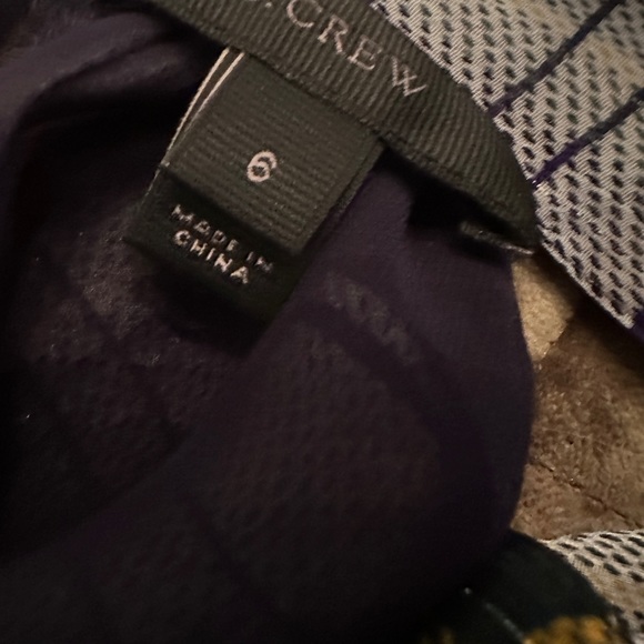 J.Crew Tie Neck Plaid Green and Navy Fall Sleeveless Blouse 6 - Picture 4 of 5